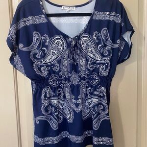 Chico's Dark Blue Paisley Blouse